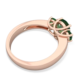 Lab Emerald Three Stone Round Trellis 14K Rose Gold ring R4018
