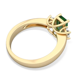 Lab Emerald Diamond Three Stone Emerald-Cut Trellis 14K Yellow Gold ring R4021