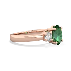 Lab Emerald Diamond Three Stone Oval Trellis 14K Rose Gold ring R4024