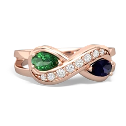 Lab Emerald Diamond Infinity 14K Rose Gold ring R5390