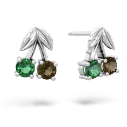 Lab Emerald Sweet Cherries 14K White Gold earrings E7001