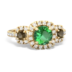 Lab Emerald Regal Halo 14K Yellow Gold ring R5350