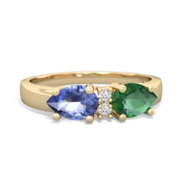 Lab Emerald Pear Bowtie 14K Yellow Gold ring R0865
