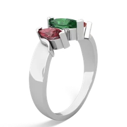 Lab Emerald Three Peeks 14K White Gold ring R2433