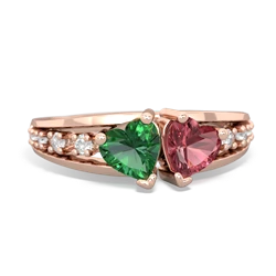 Lab Emerald Heart To Heart 14K Rose Gold ring R3342