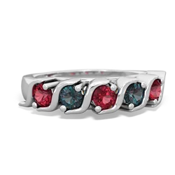 Lab Ruby Anniversary Band 14K White Gold ring R2089