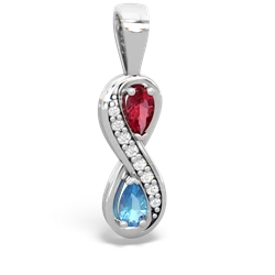 Lab Ruby Diamond Infinity 14K White Gold pendant P5390