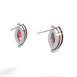Lab Ruby 8X4mm Marquise Stud 14K White Gold earrings E1701
