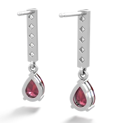 Lab Ruby Art Deco Diamond Drop 14K White Gold earrings E5324