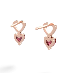 Lab Ruby Four Hearts 14K Rose Gold earrings E2558