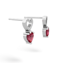 Lab Ruby Four Hearts 14K White Gold earrings E2558