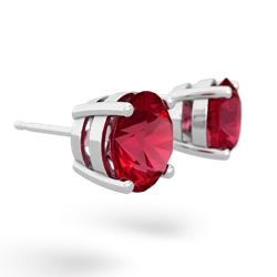 Lab Ruby 8Mm Round Stud 14K White Gold earrings E1788