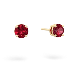 Lab Ruby 5Mm Round Stud 14K Yellow Gold earrings E1785