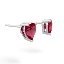 Lab Ruby 6Mm Heart Stud 14K White Gold earrings E1862