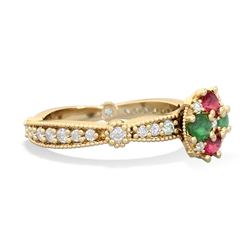 Lab Ruby Sparkling Tiara Cluster 14K Yellow Gold ring R26293RD