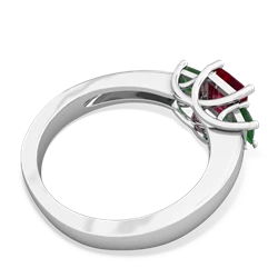 Lab Ruby Three Stone Trellis 14K White Gold ring R4015