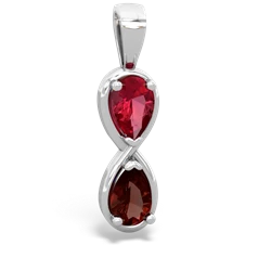 Lab Ruby Infinity 14K White Gold pendant P5050