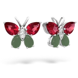 Lab Ruby Butterfly 14K White Gold earrings E2215