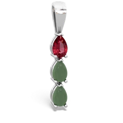 Lab Ruby Dew Drops 14K White Gold pendant P2251