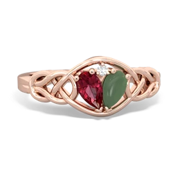 Lab Ruby Celtic Love Knot 14K Rose Gold ring R5420