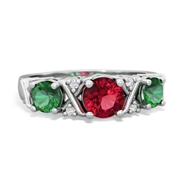 Lab Ruby Hugs And Kisses 14K White Gold ring R5016