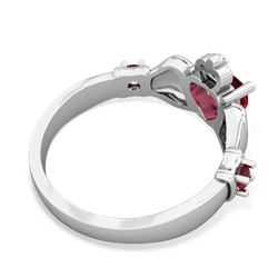 Lab Ruby Claddagh Keepsake 14K White Gold ring R5245