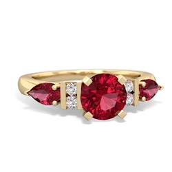 Lab Pink Sapphire 6Mm Round Eternal Embrace Engagement 14K Yellow Gold ring R2005