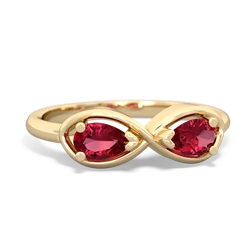 Lab Ruby Infinity 14K Yellow Gold ring R5050