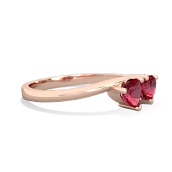 Lab Ruby Sweethearts 14K Rose Gold ring R5260