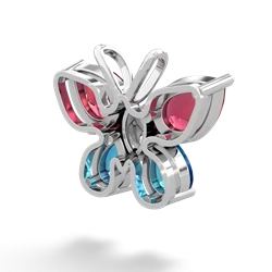 Lab Ruby Butterfly 14K White Gold pendant P2215