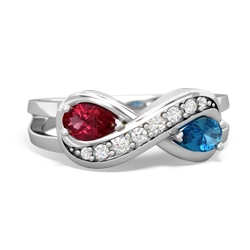 Lab Ruby Diamond Infinity 14K White Gold ring R5390