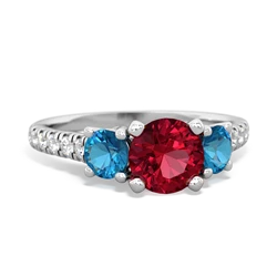 Lab Ruby Pave Trellis 14K White Gold ring R5500