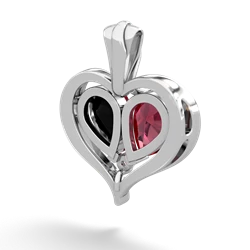 Lab Ruby Two Become One 14K White Gold pendant P5330