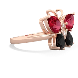 Lab Ruby Butterfly 14K Rose Gold ring R2215