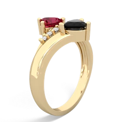 Lab Ruby Heart To Heart 14K Yellow Gold ring R2064