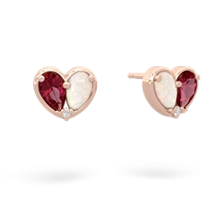 Lab Ruby 'Our Heart' 14K Rose Gold earrings E5072