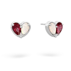 Lab Ruby 'Our Heart' 14K White Gold earrings E5072