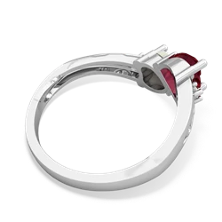 Lab Ruby Snuggling Hearts 14K White Gold ring R2178