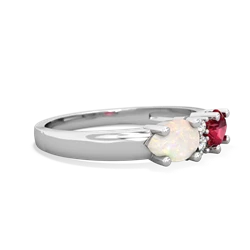 Lab Ruby Pear Bowtie 14K White Gold ring R0865