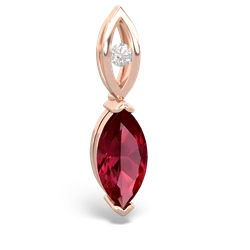 Lab Ruby Marquise Drop 14K Rose Gold pendant P5333