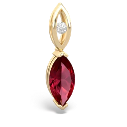 Lab Ruby Marquise Drop 14K Yellow Gold pendant P5333