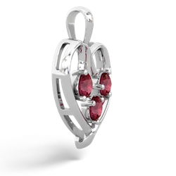 Lab Ruby Glowing Heart 14K White Gold pendant P2233