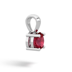 Lab Ruby 6Mm Round Solitaire 14K White Gold pendant P1786