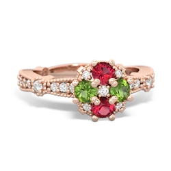 Lab Ruby Sparkling Tiara Cluster 14K Rose Gold ring R26293RD