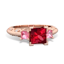 Lab Ruby Eternal Embrace Engagement 14K Rose Gold ring C2001