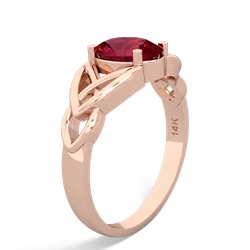 Lab Ruby Celtic Trinity Knot 14K Rose Gold ring R2389