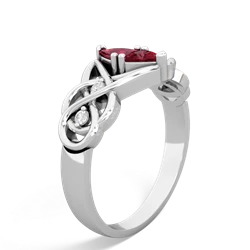 Lab Ruby Keepsake Celtic Knot 14K White Gold ring R5300