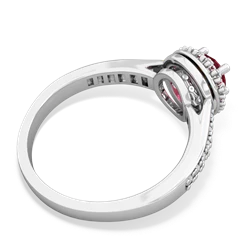 Lab Ruby Diamond Halo 14K White Gold ring R5370