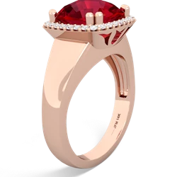 Lab Ruby Halo Cocktail 14K Rose Gold ring R2544