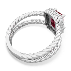 Lab Ruby Rope Split Band 14K White Gold ring R2628